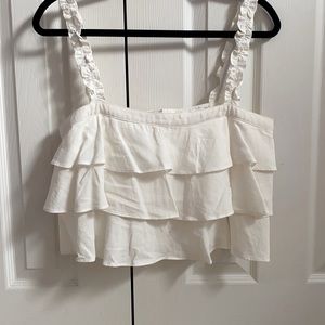 White tiered crop top